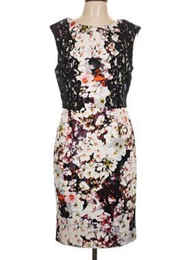 Adrianna Papell Print Multi Color Cocktail Dress Size 12